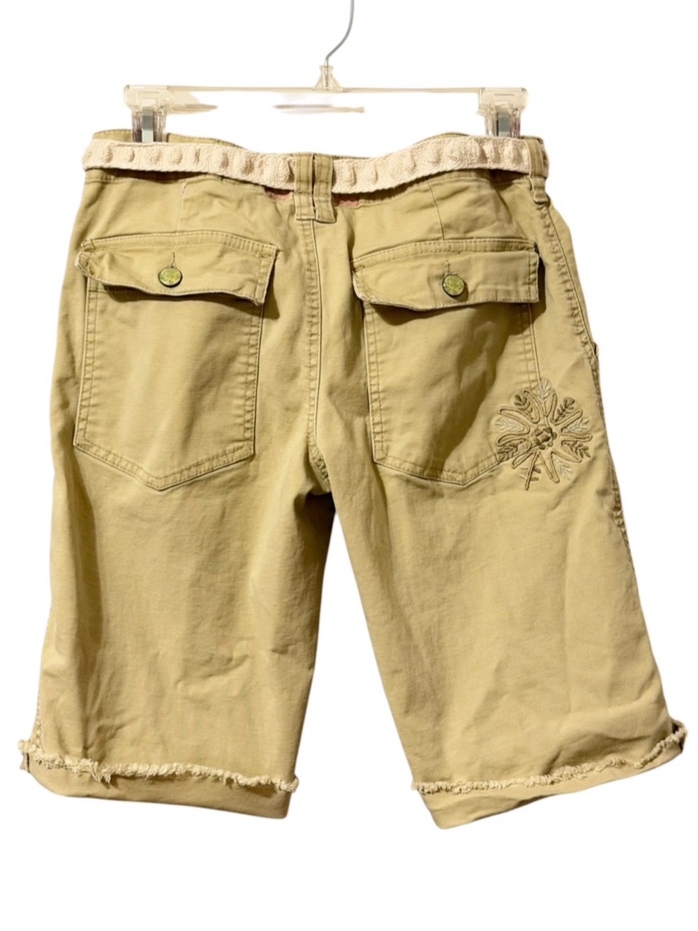 Y2K AE Cargo Utility Shorts Woven Pink Belt Bermuda Shorts Size 0 NWOT